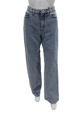 Alessandra Rich Womens Blue Wide-Leg Jeans High Rise Cotton Inseam 34 Size 28