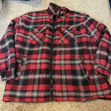 Basic Editions Plaid Barn Coat Jacket Full Zi...