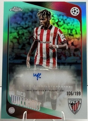 2025-26 Nico Williams Auto /199 Topps Chrome Aqua Refractor
