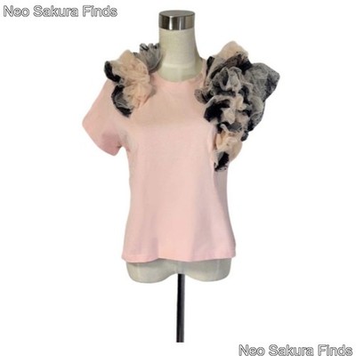 Musterartikel T-Shirt Flauschig Tüll Pfirsich Rosa Verziert Simone Rocha