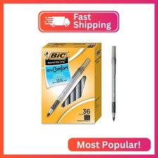 BIC Round Stic Grip Xtra Comfort Ballpoint Pens, Medium Point 1.2mm , Black, So