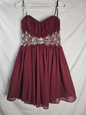 Windsor Womens Short Formal Gown Embellished Waist Sz 14