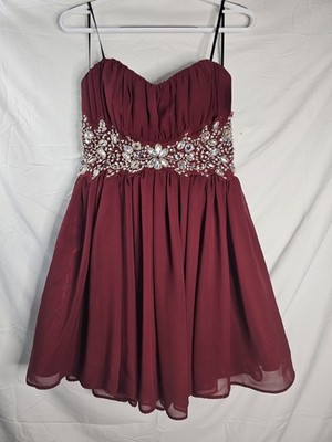 Windsor Womens Short Formal Gown Embellished Waist Sz 14