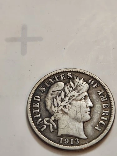 1913 Philadelphia Mint Silver Barber Dime
