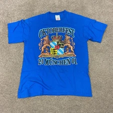 Vintage Screen Stars Oktoberfest Munchen 2001 T Shirt Size Medium Blue Y2K
