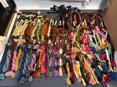 Lot of 164 J & P Coats Skeins Embroidery Thread Anchor DMC Kloster Vintage