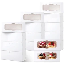 40 PCS White Cookie Boxes with Window 9x4x3.5 Inch Bakery Loaf Cake Box