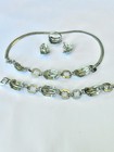 Vintage Art Deco Aquamarine& Clear Paste Sterling Silver Suite — photo 2