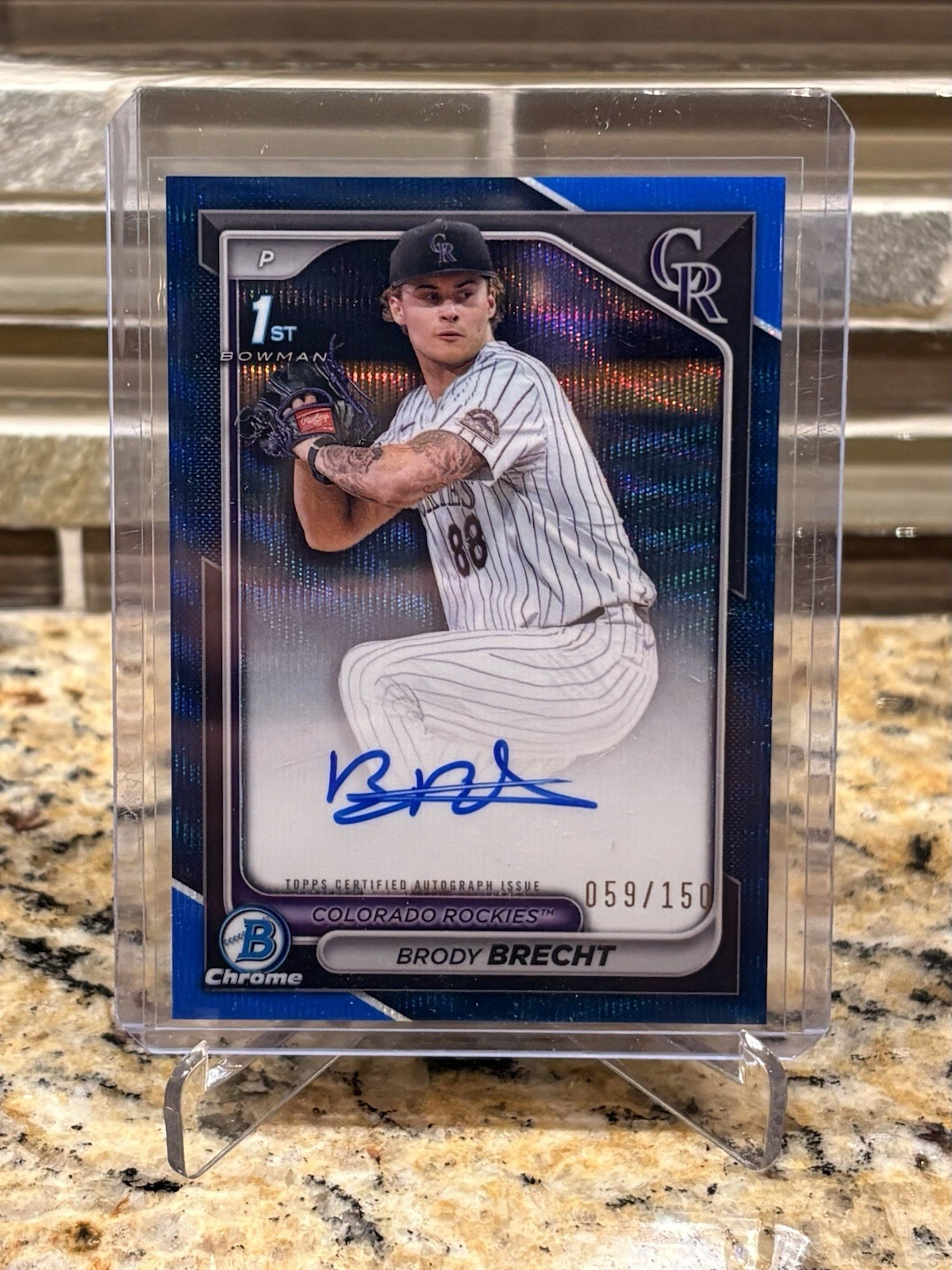 2024 Bowman Draft Brody Brecht Chrome Auto Blue Refractor 1st #059/150