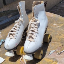Roller Derby 991 White Quad Roller Skates Size 10 w/ Wheels Wrench