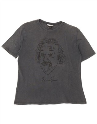Zara Herren Albert Einstein Grafik T-Shirt Oberteil Small Grau AG03
