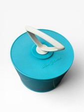 Vintage 1960s Turquoise Disk-Go-Case Record Holder Tote, Atomic Mod Handle