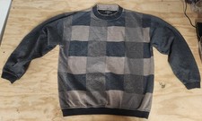 Vintage Knights Sportswear Plaid Men’s Crewneck Sweatshirt Black Gray Size L