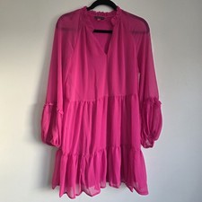 NWT Vince Camuto Three Tier Mini Dress Arresting Orchid Pink Fuchsia Size Small