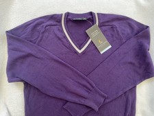 Trutex Purple School Jumper V Neck Cotton Knit Silver Trim Uniform BNWT Unisex