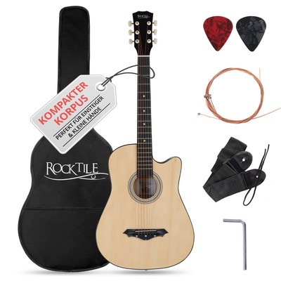 Westerngitarre Set Slim Line Small Gitarre Akustik Cutaway Anfänger Natural