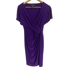 Lauren Ralph Lauren faux wrap dress women’s size 2 purple stretch office event