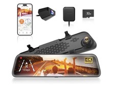 WOLFBOX G840S 12" 4K Mirror Dash Cam Backup Camera, 5.8GHz WiFi Smart