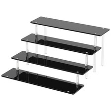 4 Tier Acrylic Display Risers, Black Perfume Organizer Stand, Large