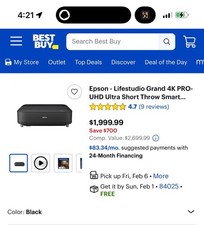 Epson EH-LS300B 4K PRO-UHD Ultra Short Throw Laser Projector Android TV Black