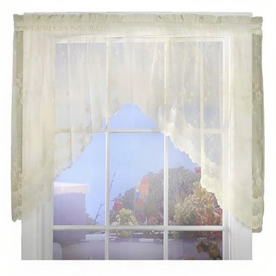 Habitat Mona Lisa Jacquard Scalloped Lace 72 X 32 Swag Pair White