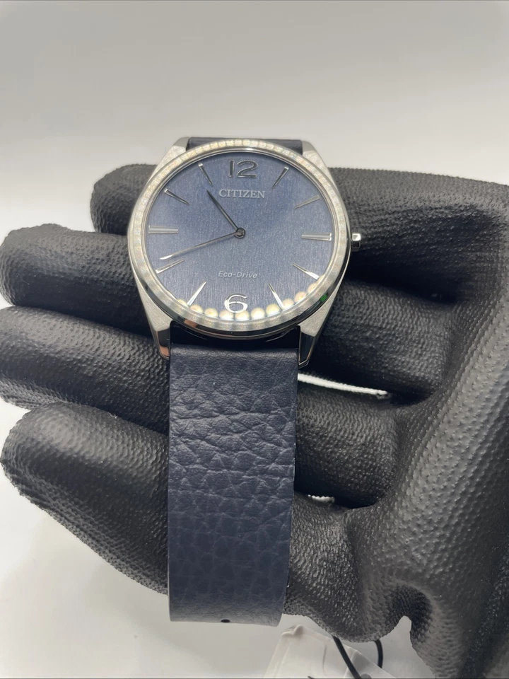 Correa de cuero Citizen Suratto Eco Drive cara azul plateada Eco Drive AR3120-08L Foto 2 de 4