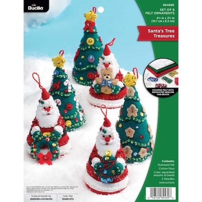 Bucilla Filz Ornamente Applikation Set 6 Stück - Weihnachtsbaum Schätze