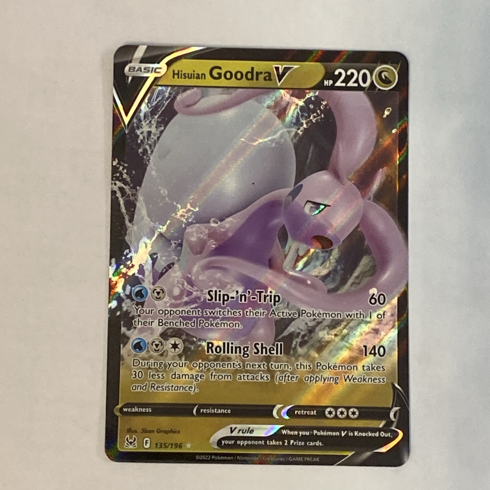 NM Pokemon Lost Origin Hisuian Goodra V Ultra Rare #135/196