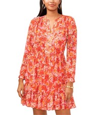 Vince Camuto Womens Tiered Baby Doll Dress, tulipred, S