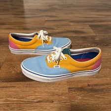 Vans Mens Size 10 Low Top Bright Colorful Colorblock Lace Up (Baby Blue Orange) 