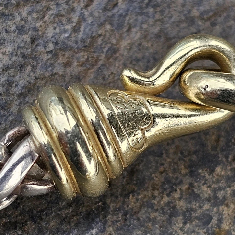 Collar de cadena de trigo David Yurman broche de oro macizo 14k 585 16" 6 mm de ancho Foto 4 de 4