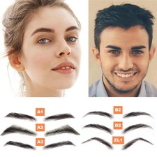 VEYDA Human Hair Fake Eyebrows Handmade Invisible False Brows for Men Women
