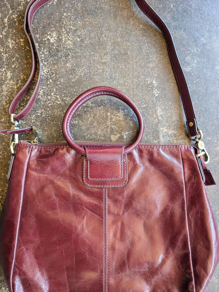 HOBO Handbag Sheila Medium Satchel Merlot Red Leather Shoulder Bag AUTHENTIC - Image 2 of 4