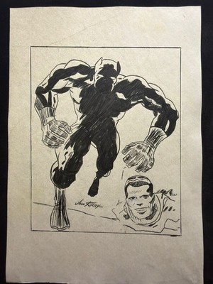 JACK KIRBY drawing and painting on old paper signed stamped vintage