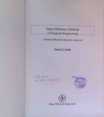 Finite Difference Methods in Financial Engineering: A Partial Differential Equat