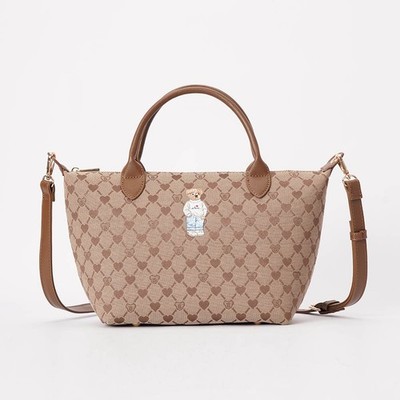 Signare London B-Loved Handtasche beige Herz Monogramm Teddybär abnehmbarer Riemen