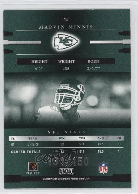 2002 Playoff Prestige Xtra Points Green /150 Marvin Minnis #74 - Image 2 of 2