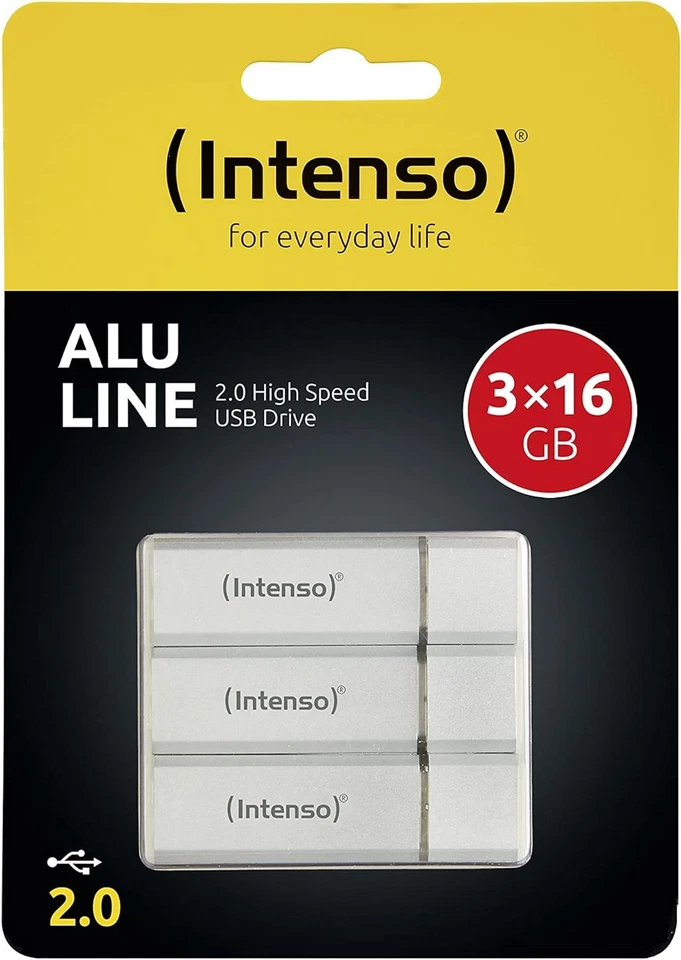Intenso Alu Line USB 2.0 Flash Drive 16 GB Pack of 3 Silver 3x 16 GB - USB 2.0 s - Image 3 of 4
