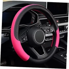 LABBYWAY Steering Wheel Cover, Universal Fit 15 Inch Microfiber black&rose red