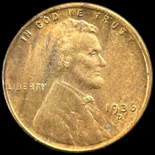 1936-D Wheat Cent Lincoln Penny HIGH GRADE AU Vintage US 1c Coin