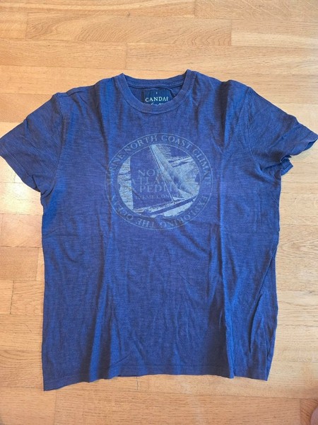 C&A Men's T-Shirt Size S Navy Blue Sailboat Print Summer