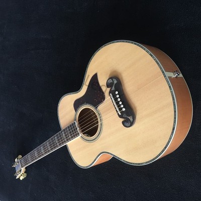 ZuWei SJ200 Acoustic Guitar Green Abalone Bone Nut MOP Binding Flamed Maple Back