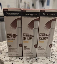Neutrogena Tinted Mineral Sunscreen SPF 30 Deep – Face UV Protection – 3 Pack