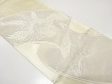 7618053: JAPANESE KIMONO / ANTIQUE FUKURO OBI / SILK / WOVEN PHOENIX  KASAMATSU