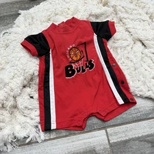 Vtg 90s Baby Mighty Mac Sports Chicago Bulls One Piece Outfit Size 3/6 Months
