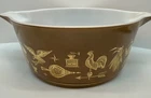 Pyrex Early American #475B Round 2.5 Qt Casserole Dish Bowl Brown & Gold Vintage