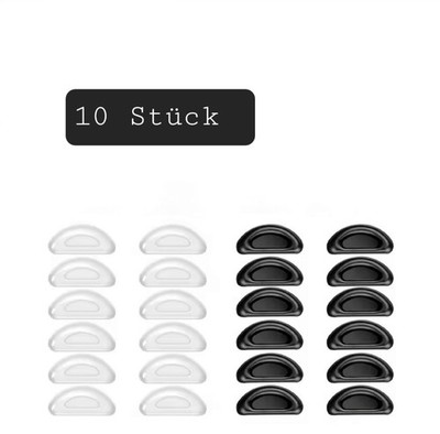   10× Silikon Nasenpads selbstklebend 15×7mm   Weiß/Schwarz   Für Brillen