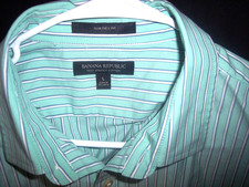 Banana Republic Tech Shirt Men Large Button Down Stretch Slim Flex Mint Blue T1