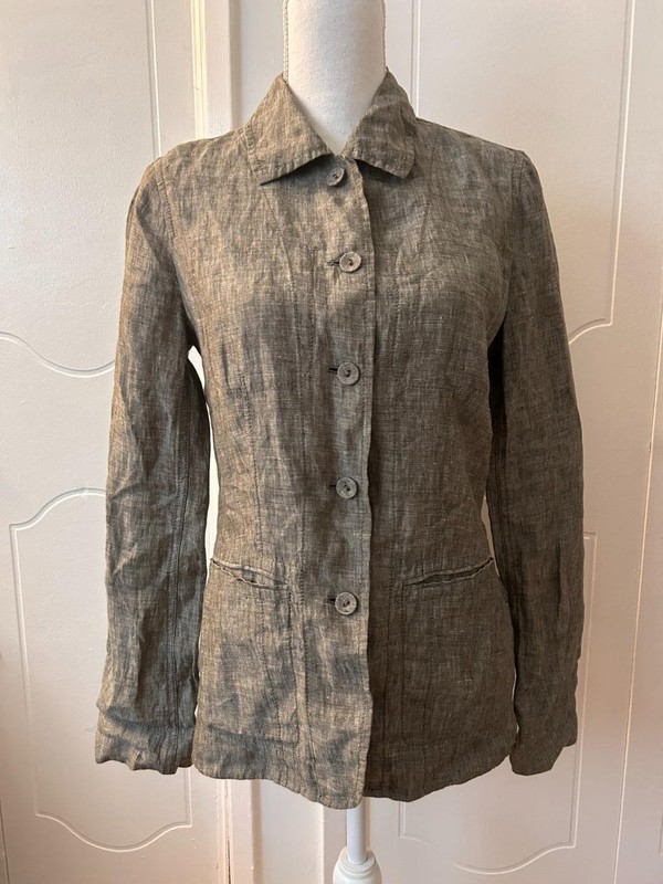 DKNY PURE CASUAL GRAY LINEN JACKET sz S