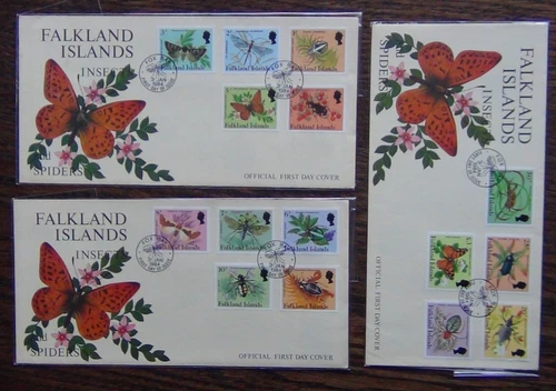 Falkland Island 1984 Insects and Spiders set on three First Day Covers Used